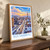Sultanbeyli city view bordered print styled in Original angled oak-console; frame and props not included