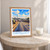 Diepsloot city view bordered print styled in Oak frame / bedside table; frame and props not included
