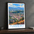 Turmero city view bordered print styled in Black frame / charcoal wall; frame and props not included