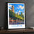 Celaya city view bordered print styled in Black frame / charcoal wall; frame and props not included