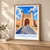 Istaravshan city view bordered print styled in Light oak-console; frame and props not included