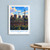 Wolverhampton city view bordered print styled in White frame / blue sitting room; frame and props not included