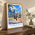Fukui-shi city view bordered print styled in Original angled oak-console; frame and props not included