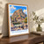 Afyonkarahisar city view bordered print styled in Original angled oak-console; frame and props not included