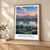 Mar’ino city view bordered print styled in Light oak-console; frame and props not included