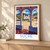Sucre city view bordered print styled in Light oak-console; frame and props not included