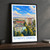 Staryy Oskol city view bordered print styled in Black frame / charcoal wall; frame and props not included