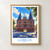 Lübeck city view bordered print styled in Front oak frame - corrected opening; frame and props not included