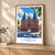 Lübeck city view bordered print styled in Light oak-console; frame and props not included
