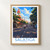 Salatiga city view bordered print styled in Front oak frame - corrected opening; frame and props not included