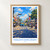 Madhyamgram city view bordered print styled in Front oak frame - corrected opening; frame and props not included