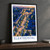 Elektrostal’ city view bordered print styled in Black frame / charcoal wall; frame and props not included