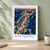 Elektrostal’ city view bordered print styled in White frame / sage wall; frame and props not included