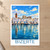 Bizerte city view bordered print styled in Unframed sheet - corrected A-series; frame and props not included
