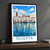 Bizerte city view bordered print styled in Black frame / charcoal wall; frame and props not included