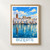 Bizerte city view bordered print styled in Front oak frame - corrected opening; frame and props not included