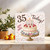 35th Birthday Card, 145mm x 145mm Square, Cake and Candles, Includes Kraft Envelope