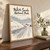 White Sands gypsum dunes full-bleed print styled in Original angled oak-console; frame and props not included