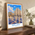 Milan Cathedral from Piazza del Duomo bordered print styled in Original angled oak-console; frame and props not included