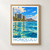 Diamond Head from Waikiki Beach bordered print styled in Front oak frame - corrected opening; frame and props not included