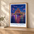 Chongqing city view bordered print styled in Light oak-console; frame and props not included