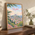 Istanbul city view full-bleed print styled in Original angled oak-console; frame and props not included