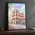 Jeddah city view full-bleed print styled in Black frame / charcoal wall; frame and props not included