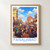 Faisalabad city view bordered print styled in Front oak frame - corrected opening; frame and props not included