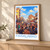 Faisalabad city view bordered print styled in Light oak-console; frame and props not included