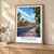Jepara city view bordered print styled in Light oak-console; frame and props not included