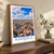 Karbala city view bordered print styled in Original angled oak-console; frame and props not included