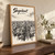 Shymkent city view full-bleed print styled in Original angled oak-console; frame and props not included