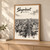 Shymkent city view full-bleed print styled in Light oak-console; frame and props not included