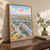 Ufa city view full-bleed print styled in Original angled oak-console; frame and props not included