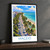 Maceió city view bordered print styled in Black frame / charcoal wall; frame and props not included