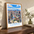 Luzhou city view bordered print styled in Original angled oak-console; frame and props not included