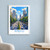 Xinyu city view bordered print styled in White frame / blue sitting room; frame and props not included