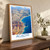 Agadir city view bordered print styled in Original angled oak-console; frame and props not included