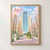 Adachi city view full-bleed print styled in Front oak frame - corrected opening; frame and props not included
