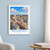 Memphis city view bordered print styled in White frame / blue sitting room; frame and props not included