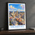 Memphis city view bordered print styled in Black frame / charcoal wall; frame and props not included