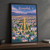 Kermanshah city view full-bleed print styled in Black frame / charcoal wall; frame and props not included