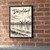 Düsseldorf city view full-bleed print styled in Black frame / exposed brick; frame and props not included