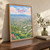 Tuxtla city view full-bleed print styled in Original angled oak-console; frame and props not included