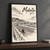 Mukalla city view full-bleed print styled in Black frame / charcoal wall; frame and props not included