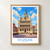 Poznań city view bordered print styled in Front oak frame - corrected opening; frame and props not included