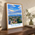 Siliguri city view bordered print styled in Original angled oak-console; frame and props not included