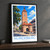 Nuremberg city view bordered print styled in Black frame / charcoal wall; frame and props not included