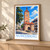 Nuremberg city view bordered print styled in Light oak-console; frame and props not included