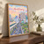 Mandaluyong city view full-bleed print styled in Original angled oak-console; frame and props not included